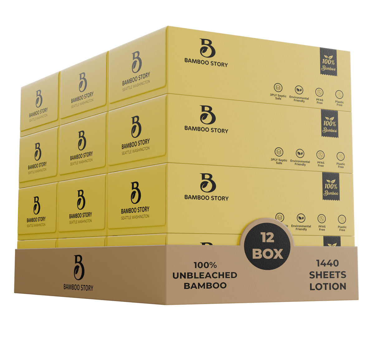 12 Pack Bamboo Lotion Facial Tissue