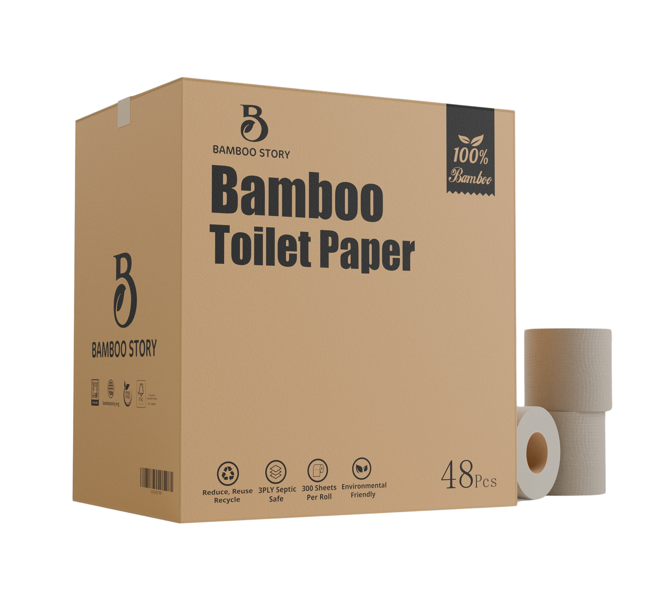 48 Bulk Unbleached Bamboo Toilet Paper