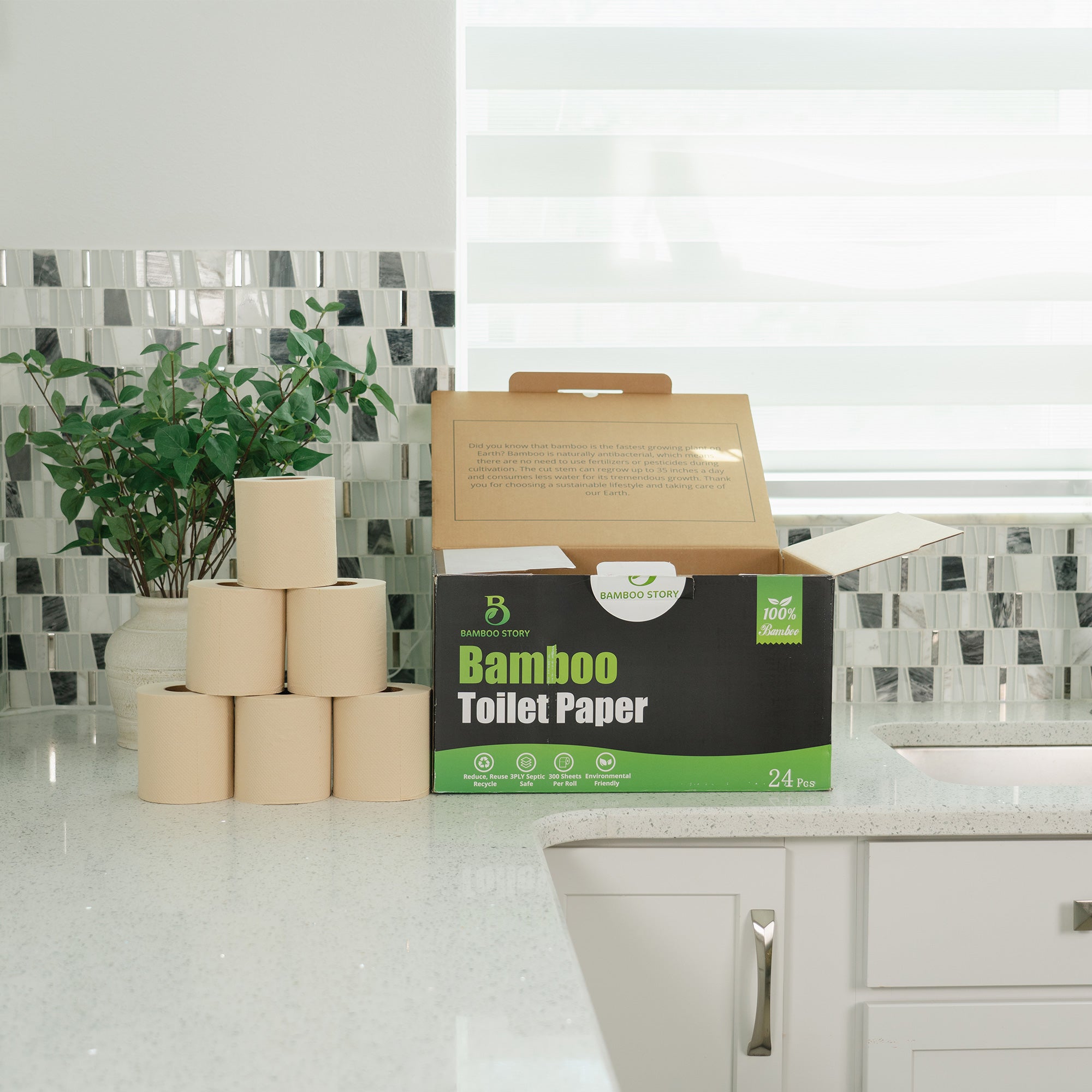 12 Box Unbleached Bamboo Toilet Paper